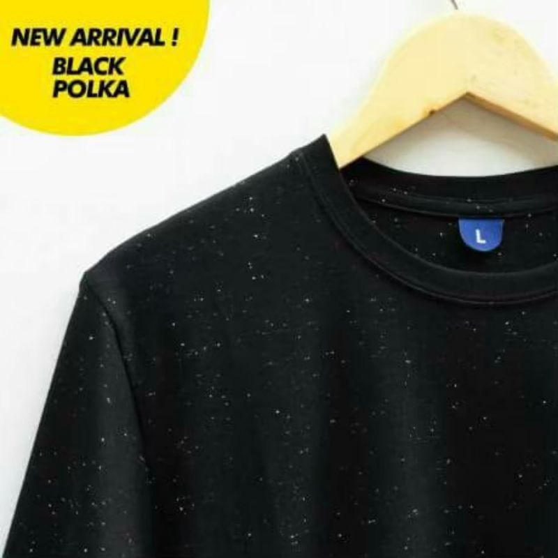 KAOS POLOS HITAM POLKA  / KAOS POLKADOT / FULL KATUN / WARNA BINTIK BINTIK / PRIA WANITA