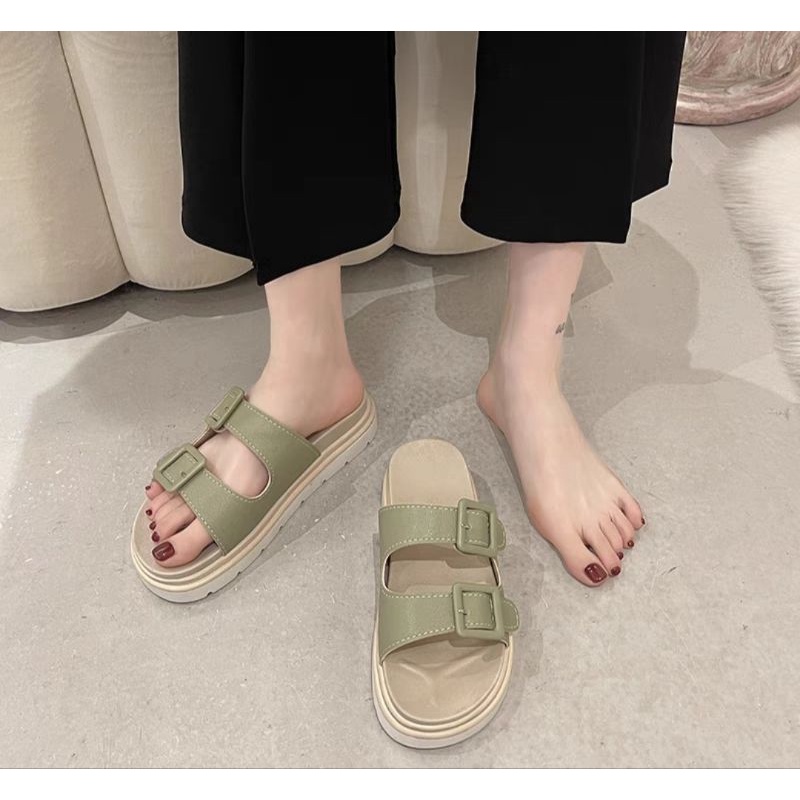 Sandal Wanita Terbaru Platform Hak datar / Sandal Casual Wanita Gesper 2 / Sandal Slop Wanita Import Korea / Sendal Wanita Terlaris / Sandal Maudy / Bisa Cod