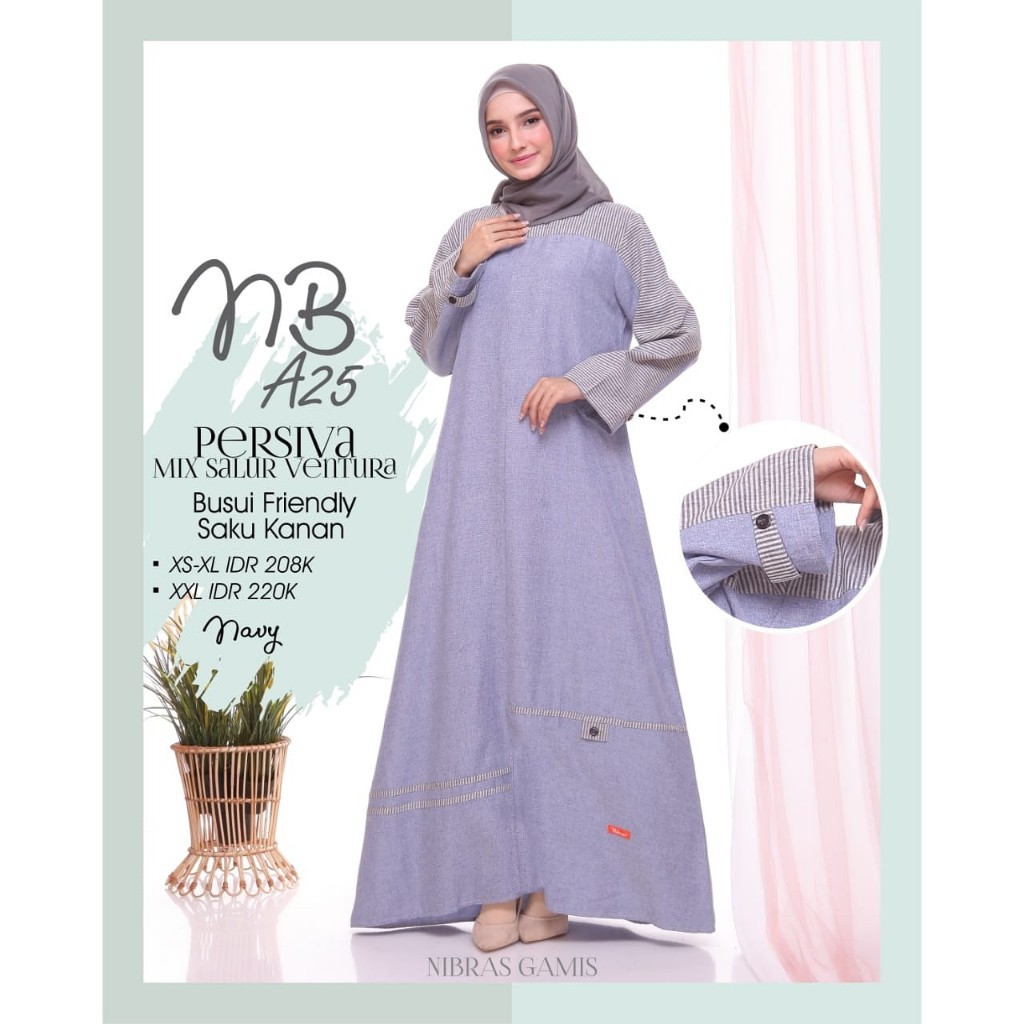 TERBARU GAMIS NIBRAS NB A25 / Baju Gamis Nibras Syari Wanita Dewasa Polos Promo Murah Terbaru 2020