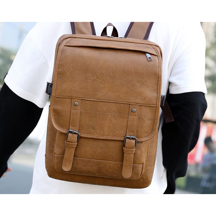 Backpack Tas Ransel Laptop Punggung Kulit Pria