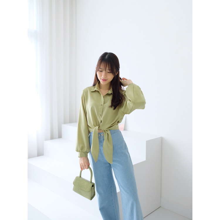 T-0407 Top Satin Premium Detail Pinggang Ikat