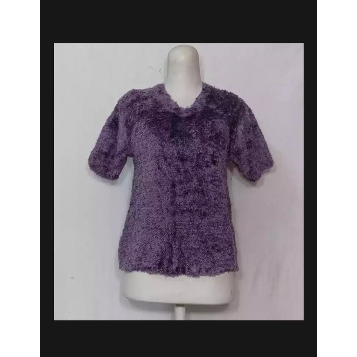 BAJU RAJUT LENGAN PENDEK//ATASAN WANITA RAJUT BULU