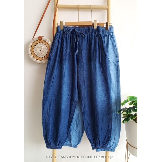 Celana Jogger Jeans Wanita Big Size Jumbo