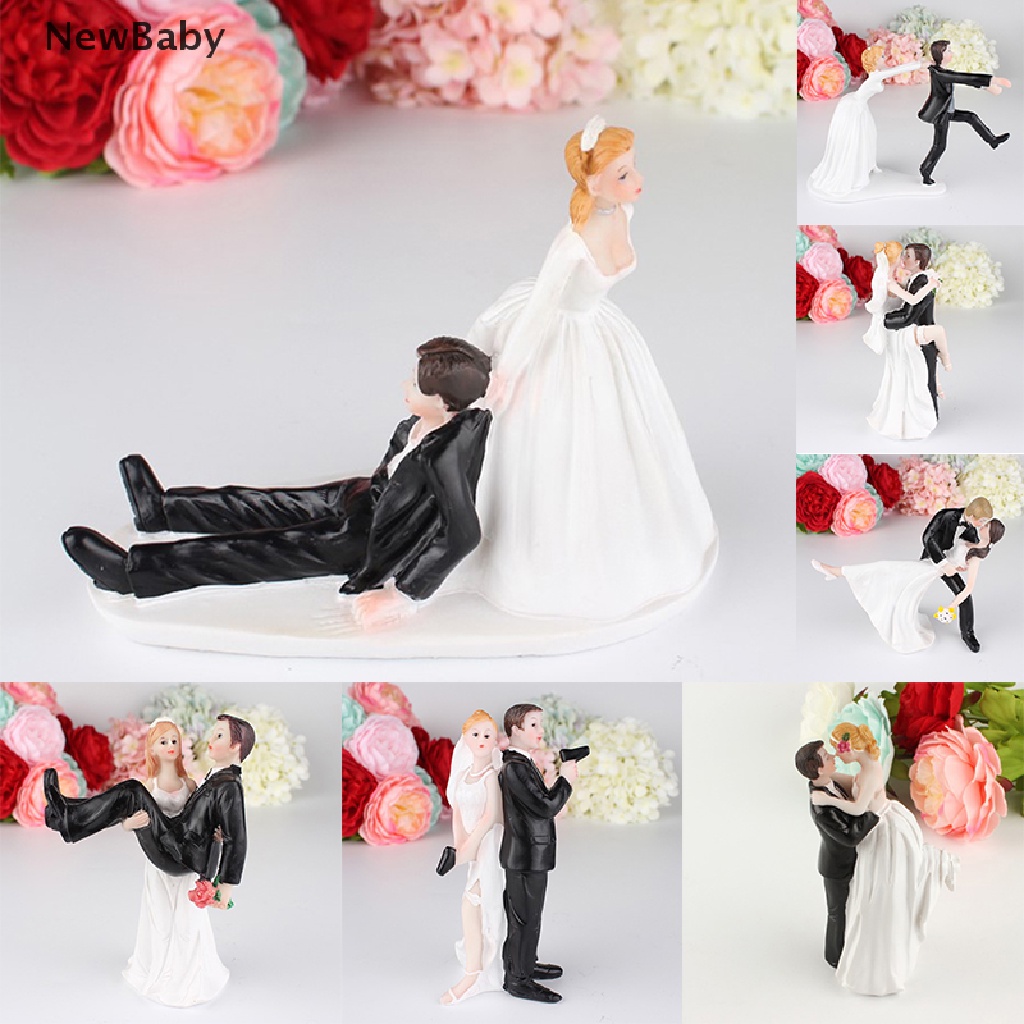 Topper Kue Bentuk Pengantin Pria / Wanita Bahan Resin Sintetis 12 Model