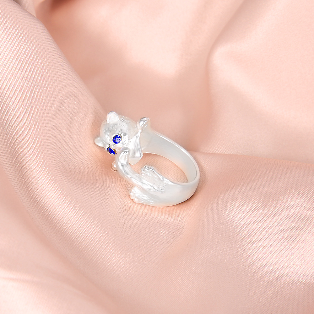 Fashion Simple Women  Cat Wrap Rings /  Elegant  Sliver Color Adjustable Open Rings  / Ladies  Animal Punk Gothic Party Rings