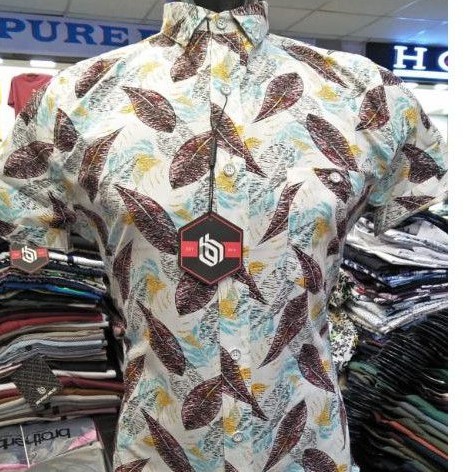 Kemeja Printing Pria Brother Bross Casual Wear Katun Lengan Pendek