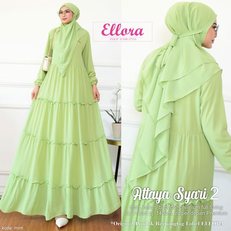 attaya set syari - gamis set jilbab - fashion muslim kekinian