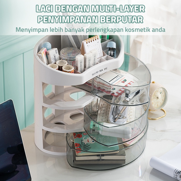 GM Bear Rak Kosmetik Kotak Makeup 1679 - Makeup Organizer Rotating Storage Box