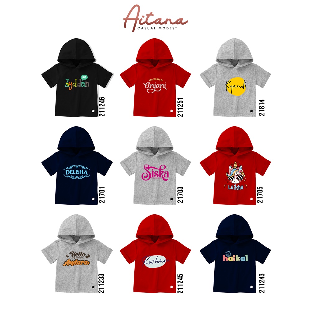 Aitana - Kaos Hoodie Polos Untuk Anak Usia 28 Tahun Bisa Tambah Nama/Custom Bahan Katun Combed 30S