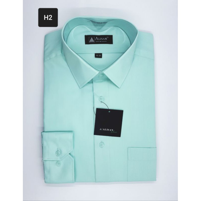 Kemeja Pria Alisan REGULER ORIGINAL Lengan Panjang H2 ( hijau mint )