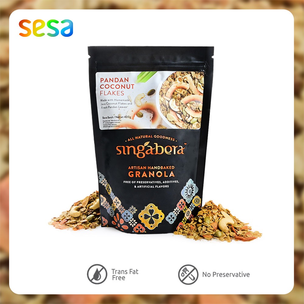 

Artisan Handbaked Granola Pandan Coconut Flakes Singabera 400 g