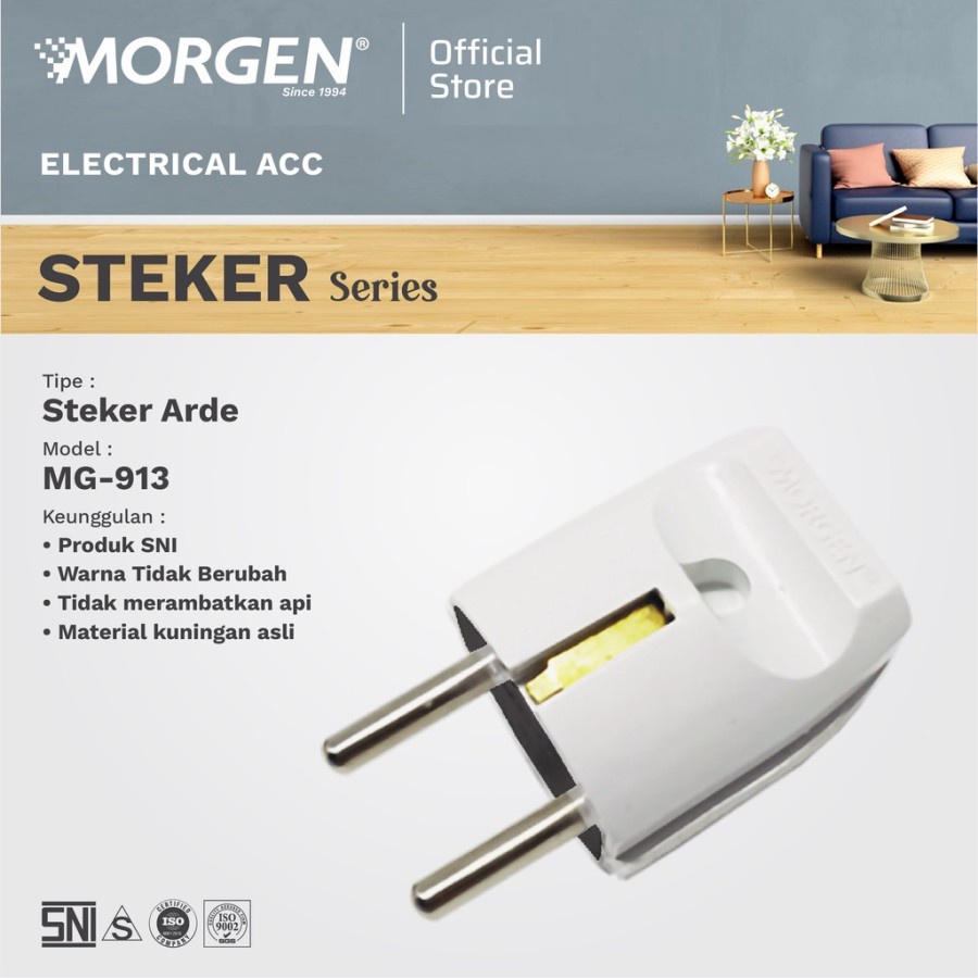 MORGEN STEKER ARDE MG-913 COLOKAN LISTRIK BULAT SNI BAGUS ORIGINAL