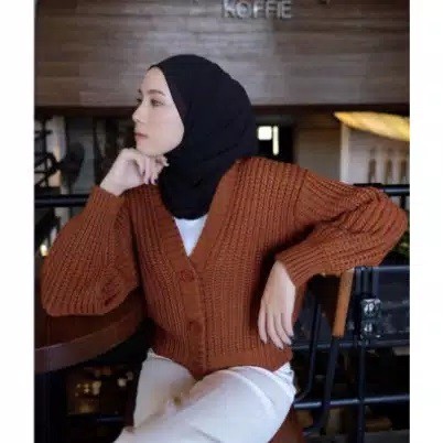 ARSY CARDY / CROP CARDY WANITA / Cardigan Crop / Cardy Rajut / Outer Wanita / Cardigan Rajut Wanita-CORAL