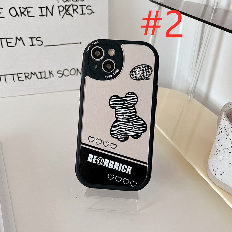 Brown Plaid Bear Soft Case iP iPhone 11 12 13 Pro Max 6 6S 7 8 + Plus X XR SE 2020 XS Max Lovely Casing