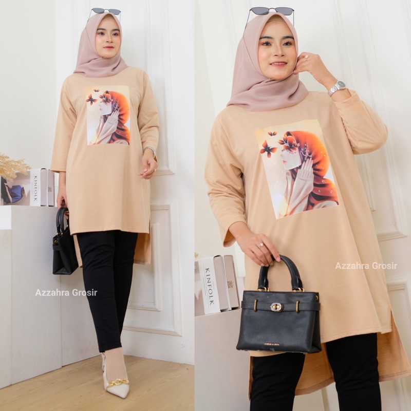 ButterFly Tunik - Tunik Jumbo Babyterry Spandex Print DTS LD110 Tangan 7/8 / 366-6932