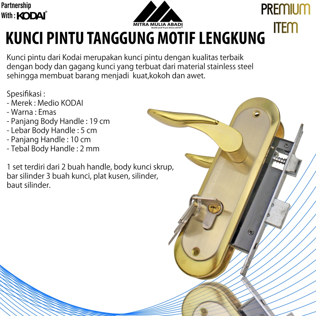 Kunci Pintu Tanggung Emas Lengkung I By KODAI Medio I Fullset