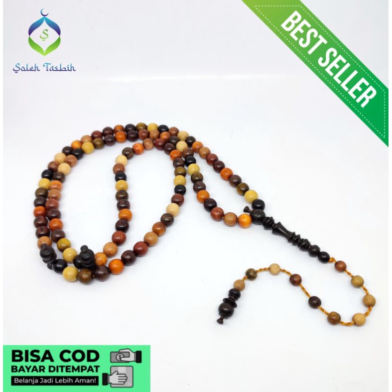 Tasbih Kombinasi 12 Kayu Nusantara Motif Bulat Dan Tabung_COD