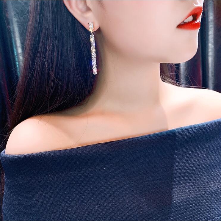 Sterling silver jarum rasa crystal anting-anting untuk Wanita Baru Fashion Jepang dan Korea pribadi