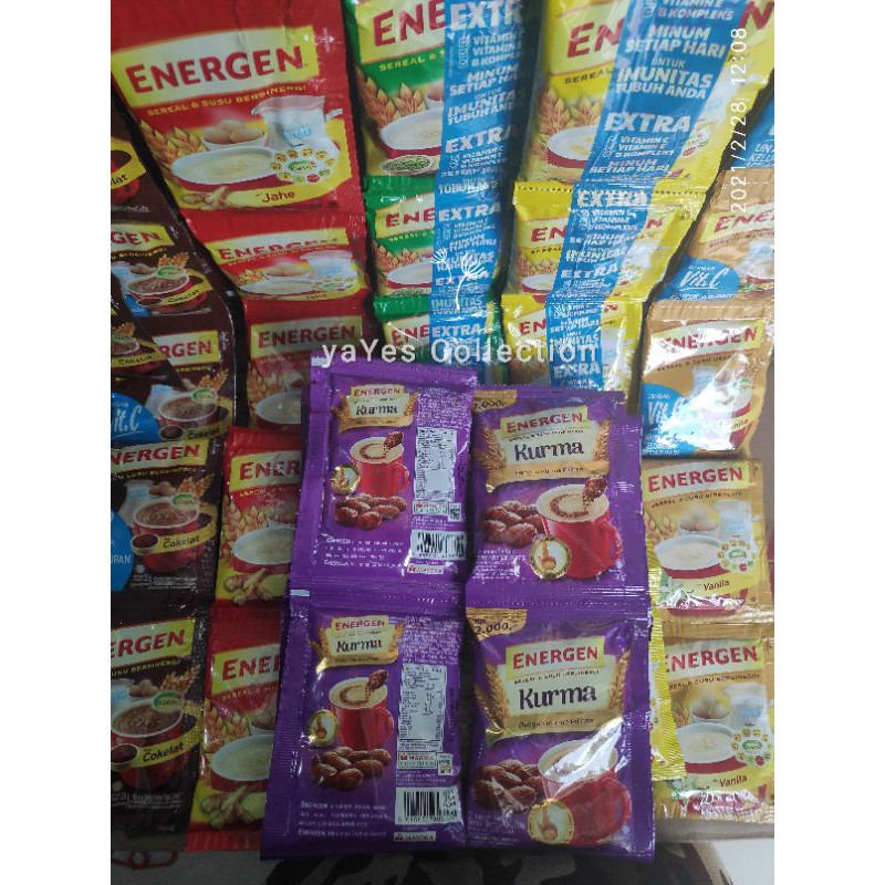 Energen Sereal minum makanan bergizi sachet 1 pcs Ecer Kurma Jahe Vanilla cokelat Coklat Jagung