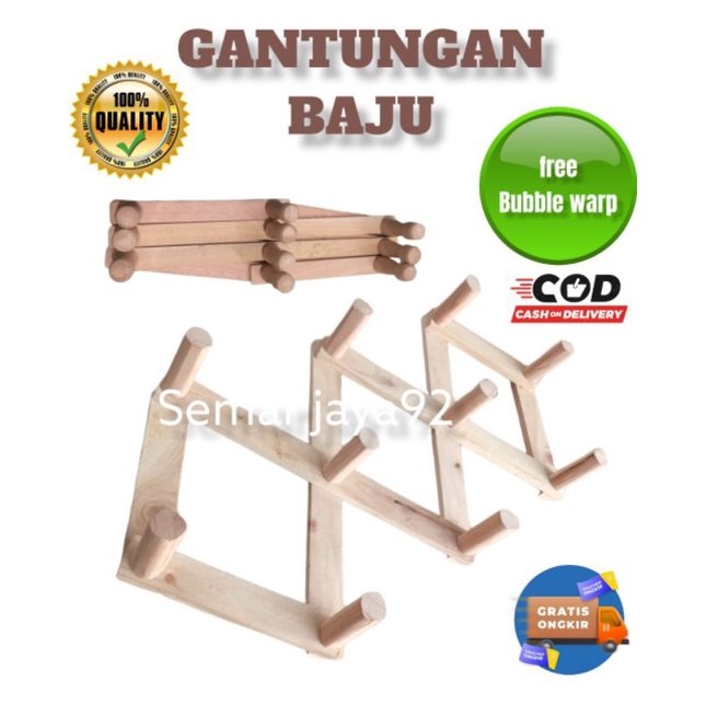 PROMO RAK GANTUNGAN/CANTOLAN LIPAT BAJU DARI KAYU/GANTUNGAN KAPSTOK