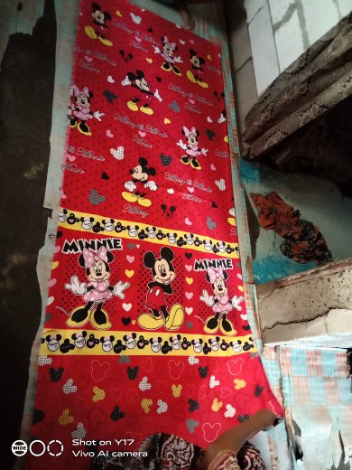 Bahan Sprei Meteran Katun Micro Motif Mickey Mouse (per 0.5m)