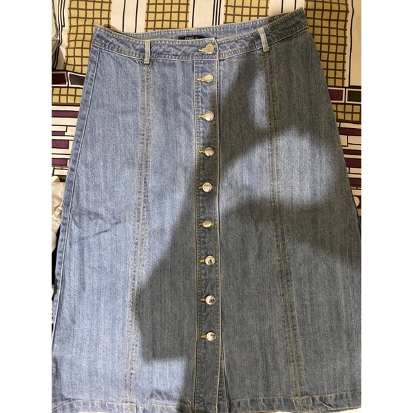 preloved rok skirt midi jeans denim eprise