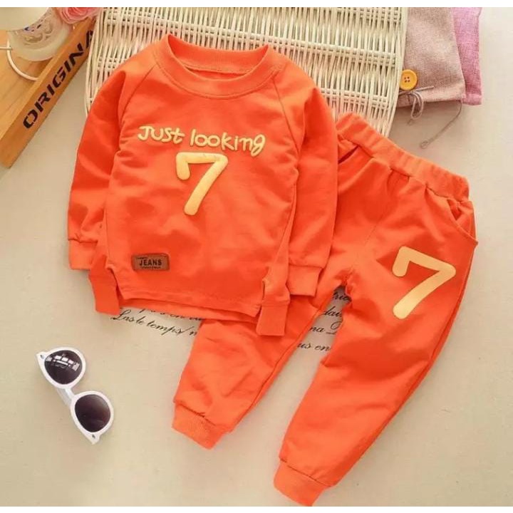 SETELAN SWEATER JOGGER ANAK BAJU ANAK 1-5 TAHUN MOTIF JUST LOOKING 7 SWEATER ANAK LAKI LAKI