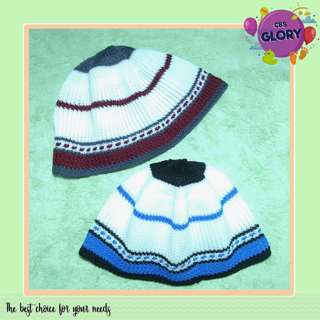 Peci Bayi/Kopyah Bayi/Bahan Rajut/Usia 6-18 Bulan/Warna Hitam,Putih