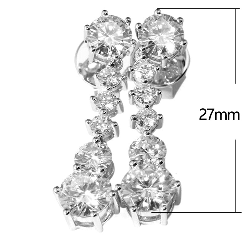 Fancyqube Anting Dangle Batu Zirconia Warna Silver Untuk Wanita