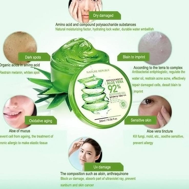Ketemu Lagi [COD] NATURE REPUBLIC Aloe Vera 92% Soothing Gel - 300ml .,..,.,,,,.,