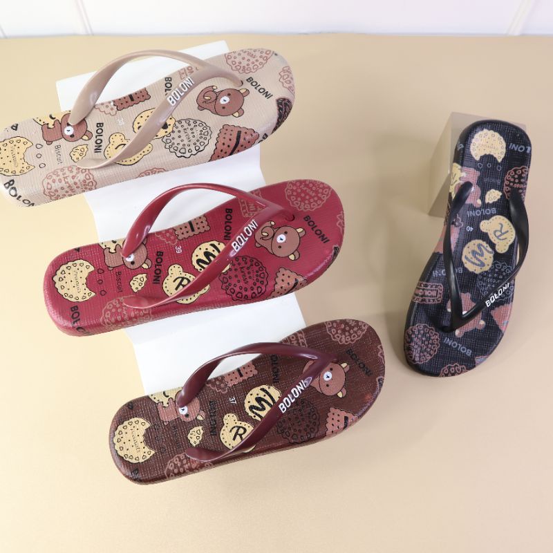 [ BISCUIT] SANDAL JEPIT WANITA MOTIF  lucu kekinian