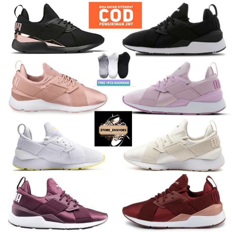 Premium (RRW) PUMA MUSE 2 SATIN STRAP BLACK GOLD PINK OLIVE FOR WOMEN PREMIUM ORIGINAL QUALITY