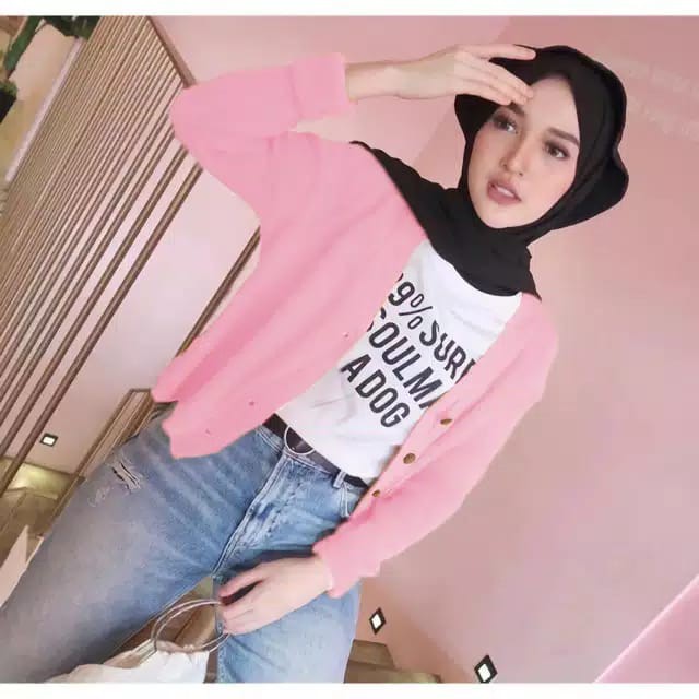 CARDIGAN CROP KANCING BATOK | BAJU RAJUT CROP WANITA | ATASAN WANITA KEKINIAN