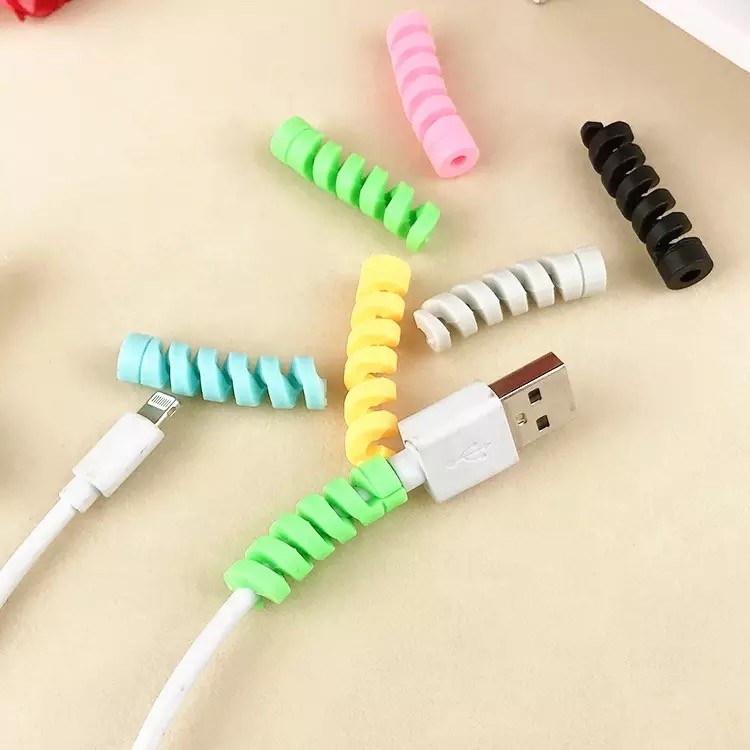 Cable Protector Spiral / Pelindung Kabel universal Android iPhone Mac warna warni lucu dan imut anti patah dan anti ribet