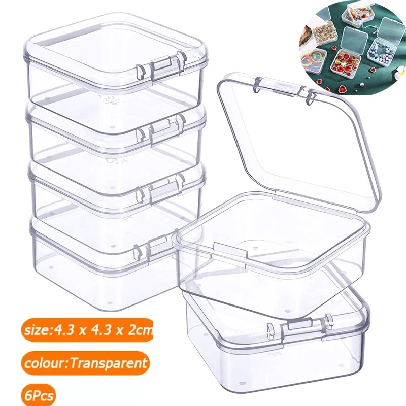 6 Pcs Clear Jewelry Storage Boxes Necklace Organizers Rings Case Earrings Holder Siamese Clamshell Jewelry Container