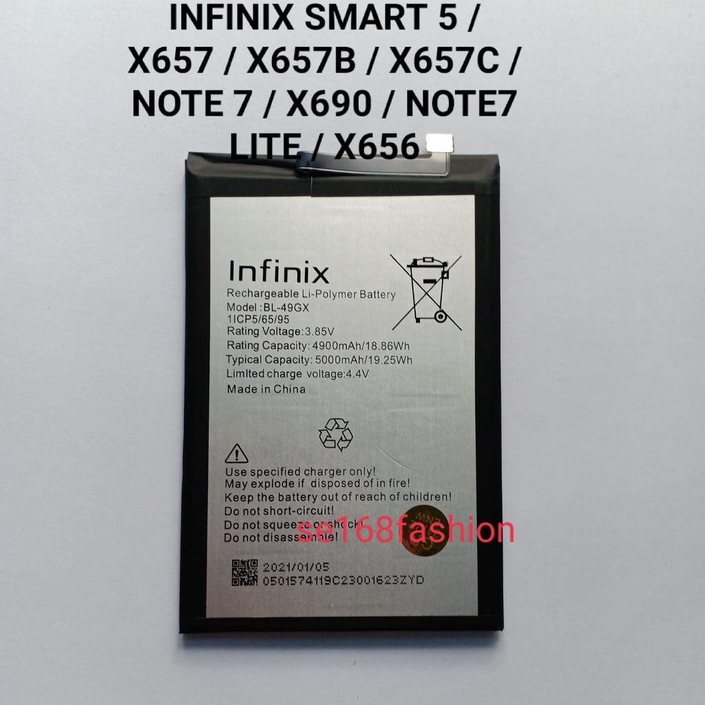 Baterai Infinix SMART 5 X657 X657B X657C NOTE7 X690 NOTE7 LITE X656 BATRE BATERE BATTERY