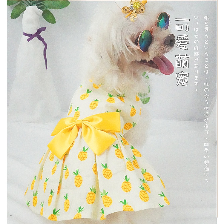 Dress Rok Musim Panas Motif Print Bahan Katun Untuk Anjing Peliharaan