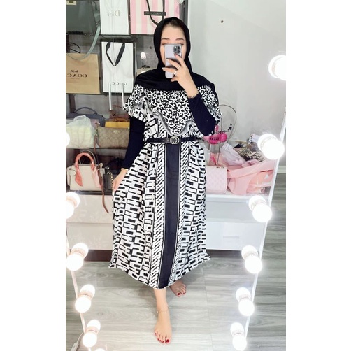 Dress Batik HITAM PUTIH / Seragam Batik / Batik Wanita Modern (Jumbo) / DRESS BATIK JUMBO / DASTER B