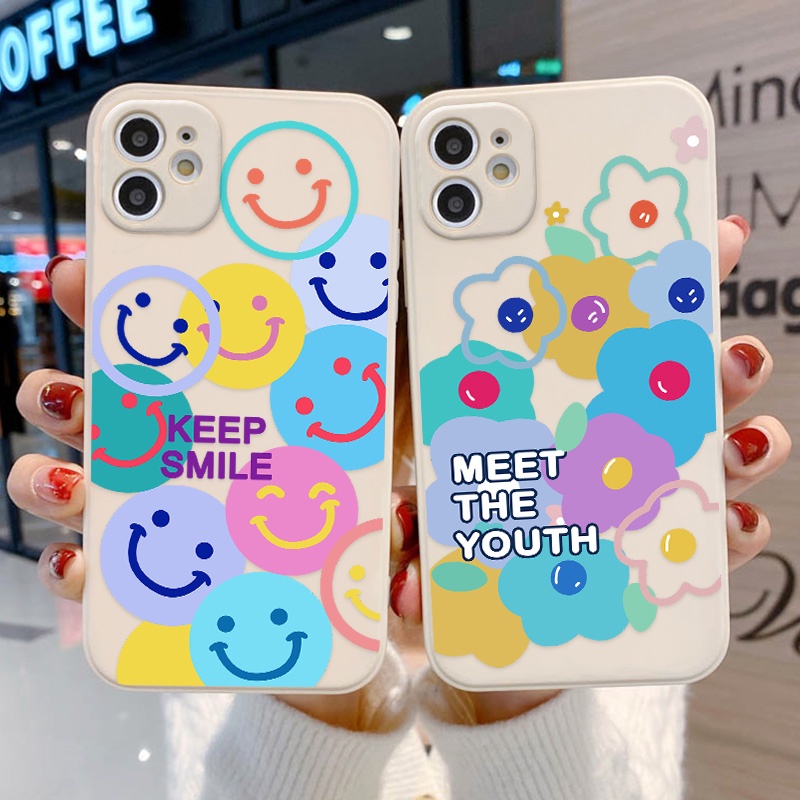 Soft Case TPU Motif Bunga Senyum Untuk Realme C25Y C21Y 9i 8i 7i 6i 5i 8 7 5 9 Pro Plus 8 Pro Plus 8 Pro C25 6s 5s C2 C3 50A C21 C15 C20 3011 C15