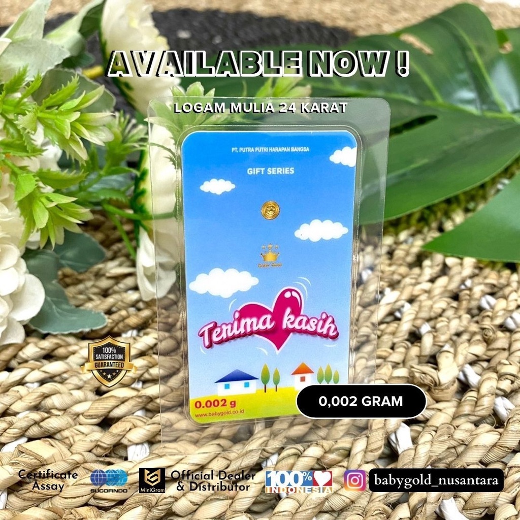 Emas Logam mulia 24 Karat Gift Series Babygold 0.001 0.002 0.005 gram Souvenir Hadiah Wedding Pernikahan Bandung Dealer Emas Mini-BG Terimakasih Biru