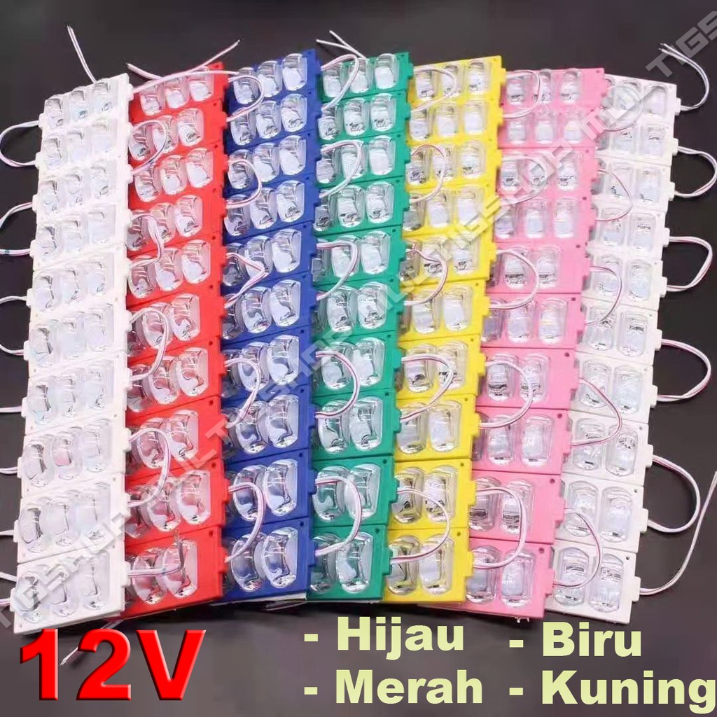 100Pcs Modul Alis Roda 2835 3 Mata LED Tipe 7338 12V - Biru Merah Kuning Hijau