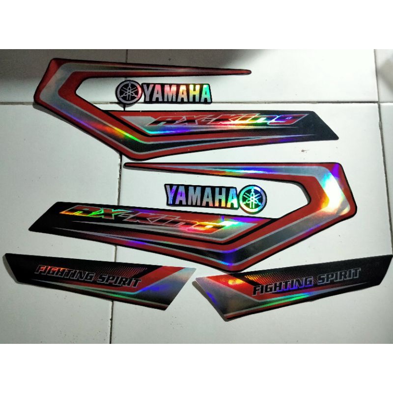 striping stiker RX king custom hologram versi 1-Merah hitam komplit