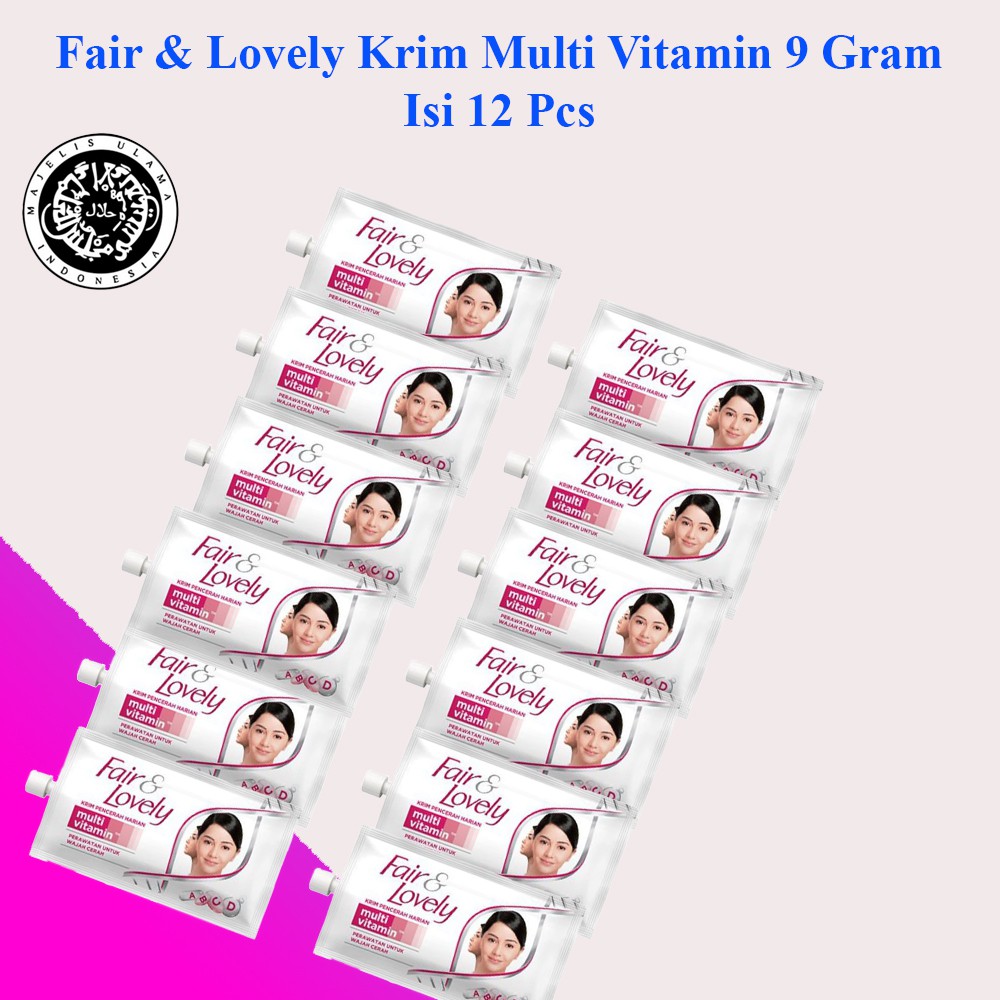 Fair &amp; lovely Cream Multi Vitamin Sachet 9 Gram Isi 12 Pcs