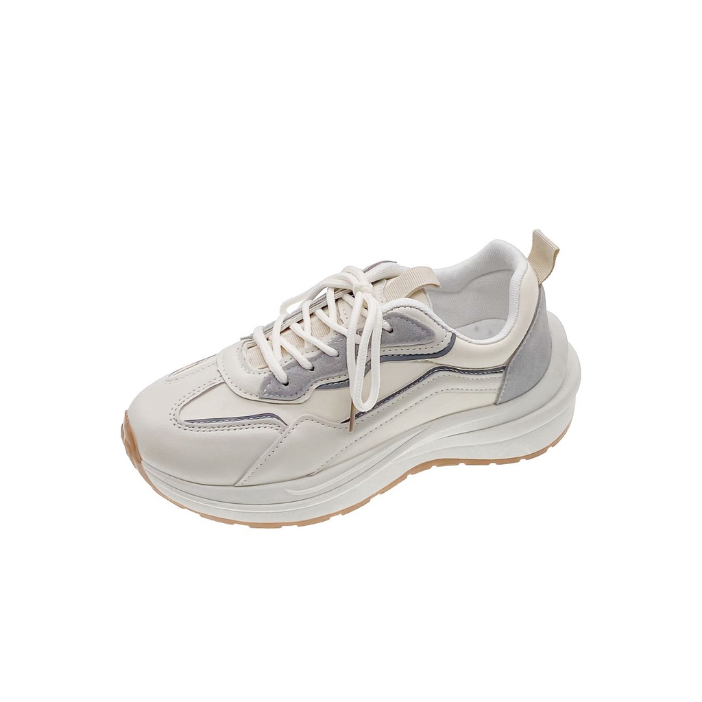 SEVEN_DAY SEPATU SNEAKERS WANITA KOREA IMPORT SPORT SHOES KREM H-515-krem