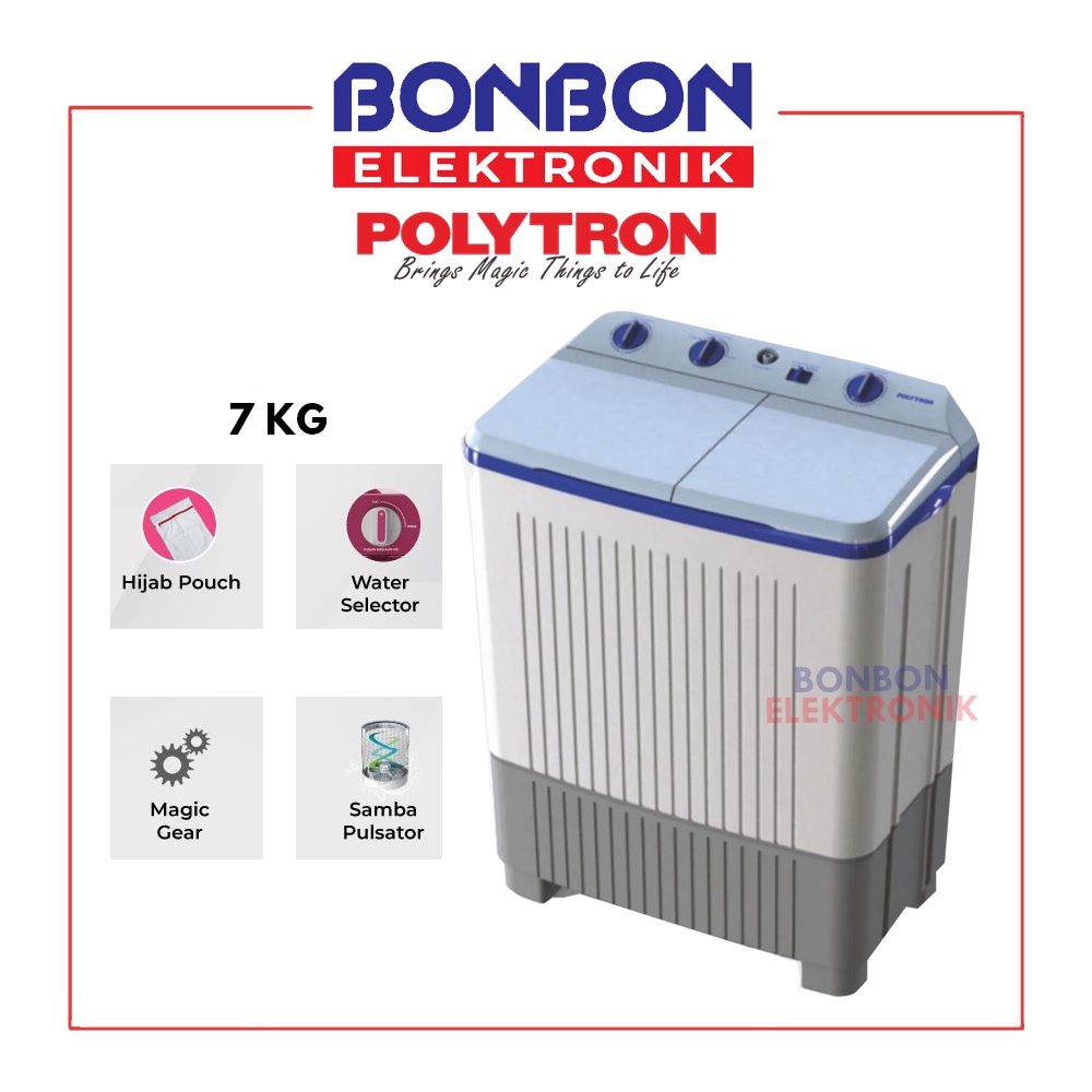 Polytron Mesin Cuci 2 Tabung 7KG PWM 7363B / PWM7363 / 7363 B