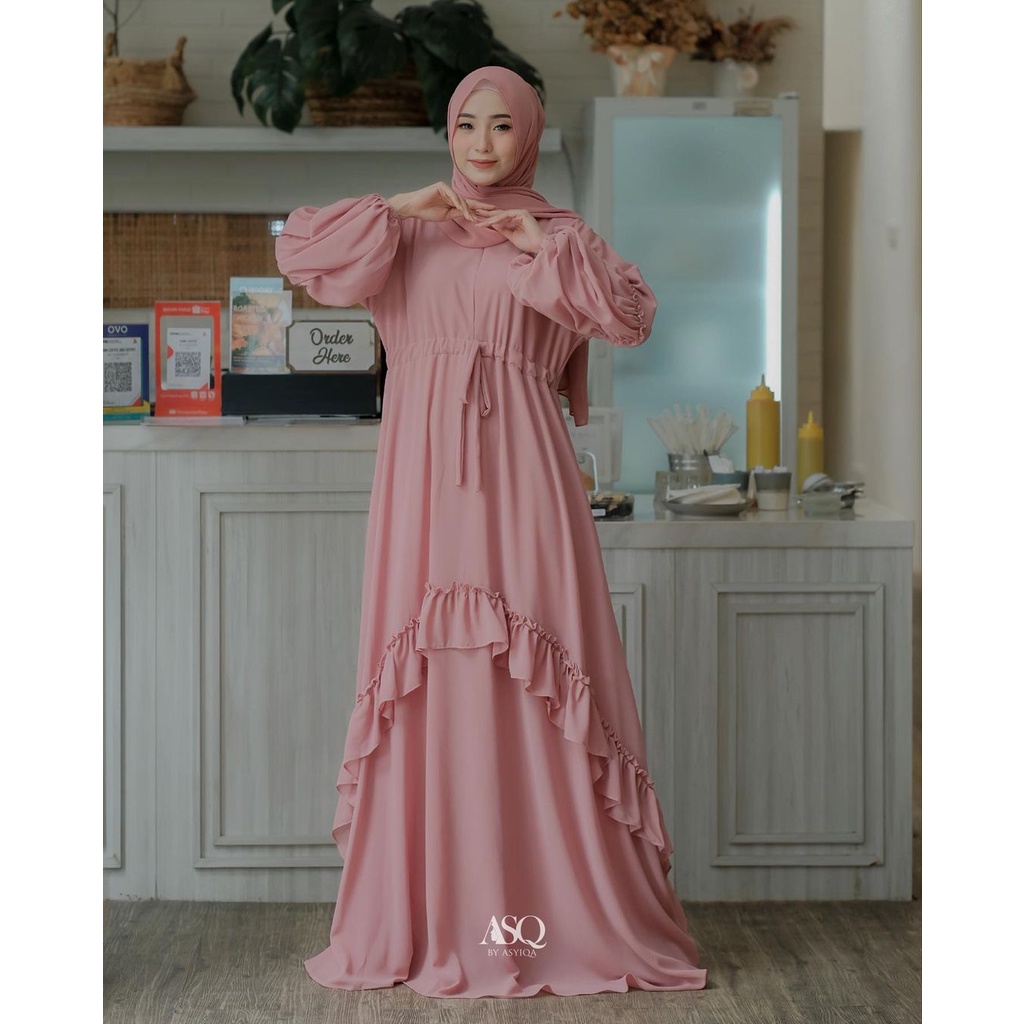 GAMIS CERUTY BABYDOLL POLOS FULL FURING SYAR'I TERBARU