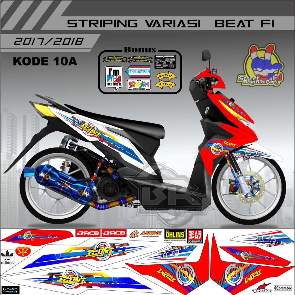 Striping Beat 2017-2019 Stiker Lis Motor Beat kode 10