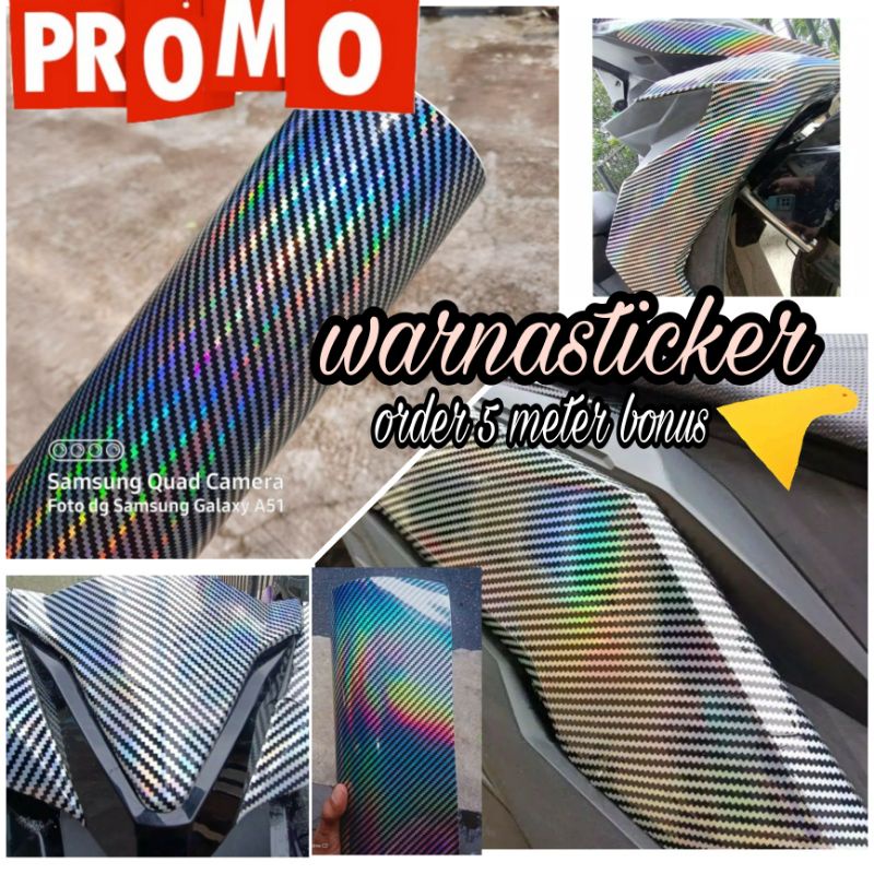 Skotlet Motor Carbon Pelangi Skotlet Motor Warna Pelangi Scotlite Sticker Motor Mobil Otomotif