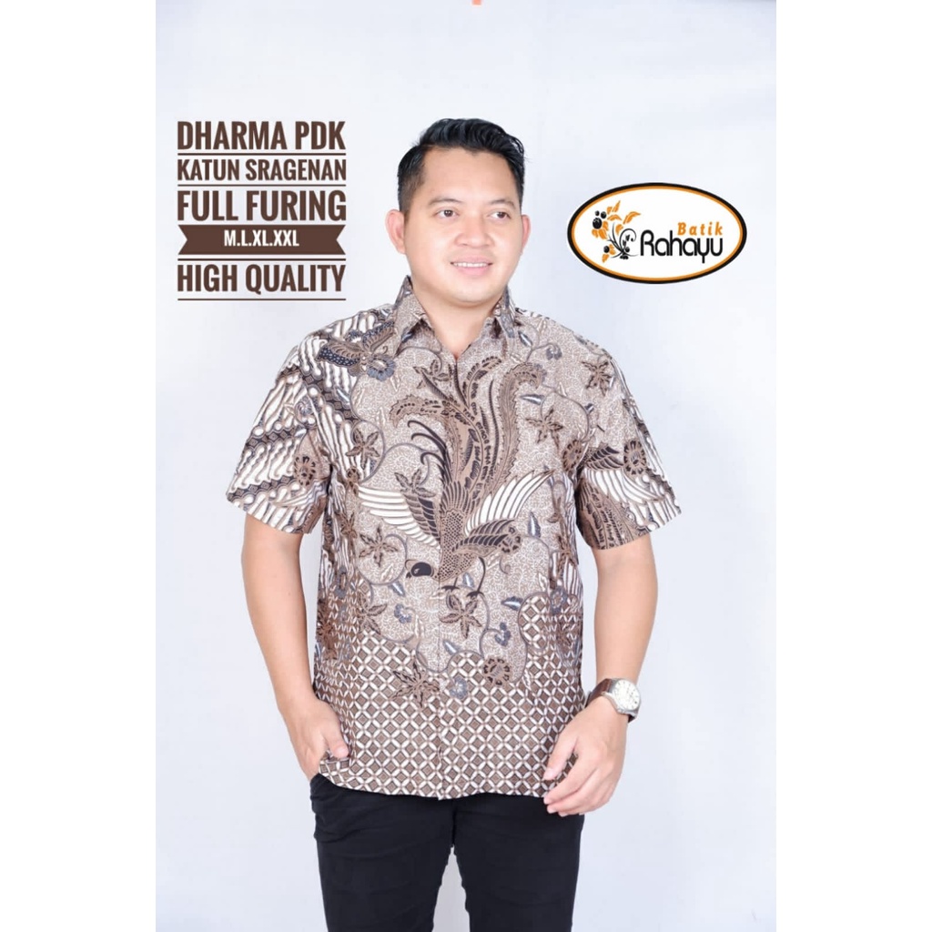 DHARMA RAHAYU KEMEJA BATIK PRIA SOLO LENGAN PENDEK LAPIS FURING ATASAN PREMIUM MODERN MERAK SOGAN MLIWIS LASEM KOPI COKLAT MLIWIS LAWASAN PARANG LUHUR PEKSI TRUNTUM SETYO LUHUR PUTIH SETYO LUHUR BIRU PARANG LASEM ADI LUHUR SEKAR JAGAD TALANG PATI MEGA