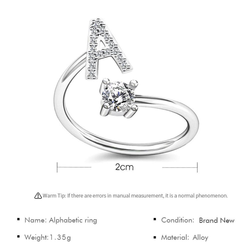 Timekey Cincin Persahabatan Wanita Desain 26 Huruf Inisial Gaya Simple Adjustable Untuk Hadiah A7K5